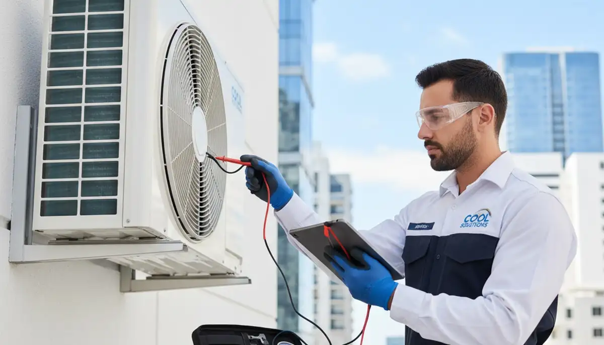 Technician performing residential AC repair service in Sacramento, CA for Five Star Cooling